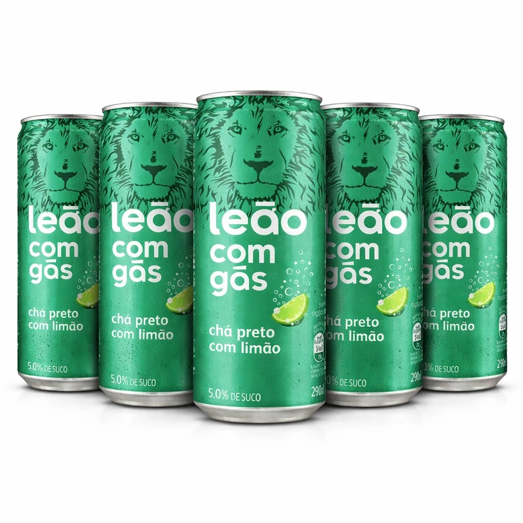 Kit 5 Chá Preto c/ Limão LEÃO c/ Gás Iced Tea 290ml