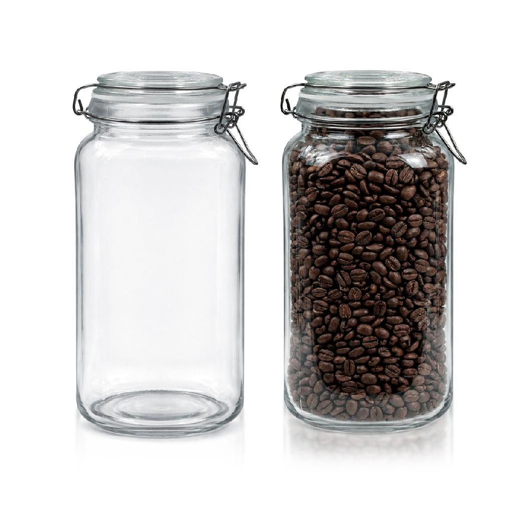 Kit 2 Potes Vidro Trava Hermético Conserva 2200ML Redondo Silicone rocco Armazenar curar em Oferta na Shopee