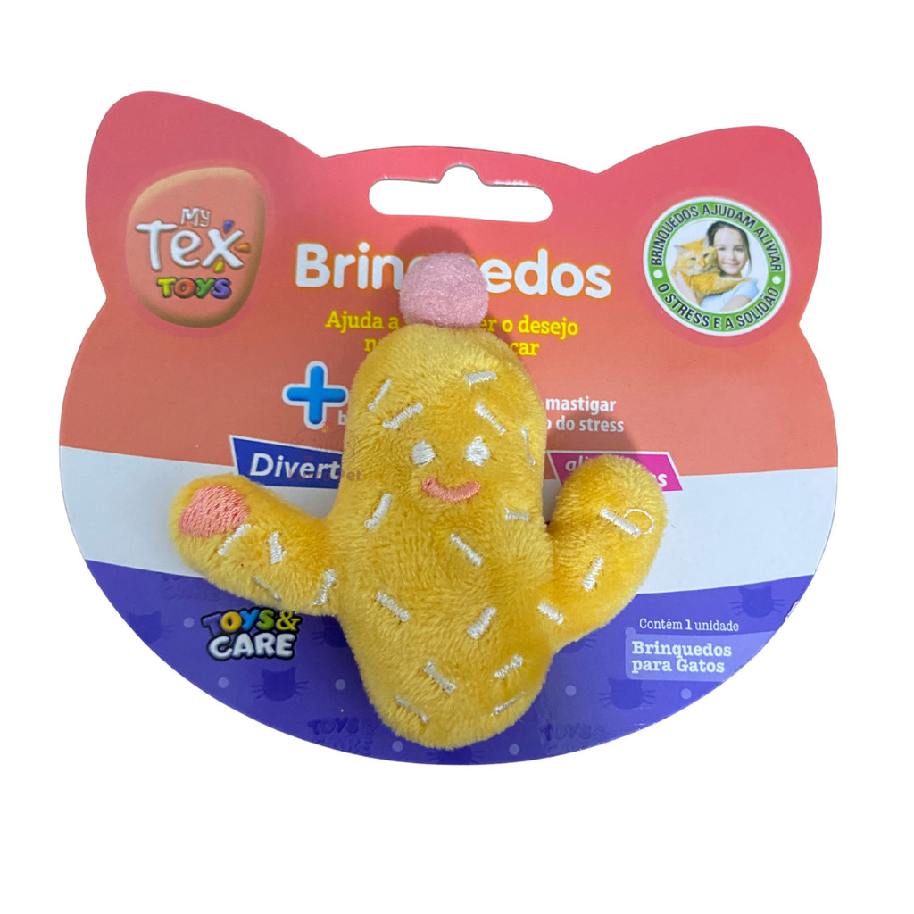 Pelucia Urso para cachorros gato mini cacto colorido com catnip 7,5cm