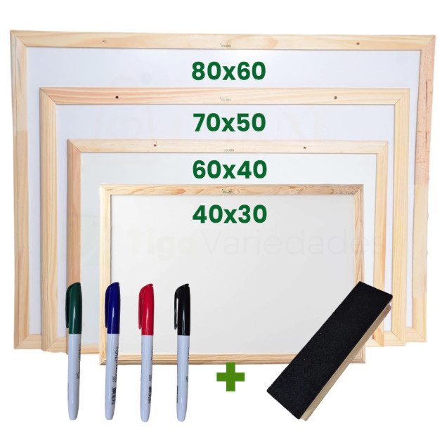 Lousa Escolar Quadro Branco Moldura em Madeira