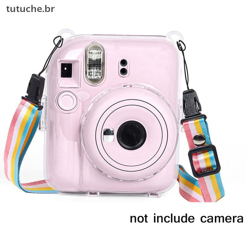 TU 1Pc Caso De Câmera De Cristal Brilhante Para Instax Mini 12 Transparente Glitter Capa Saco Com Alça BR