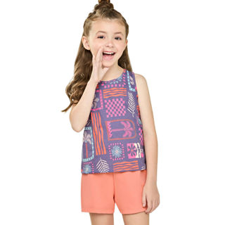 Conjunto Infantil Menina Folhagem Tropical Elian Lilás em Oferta na Shopee