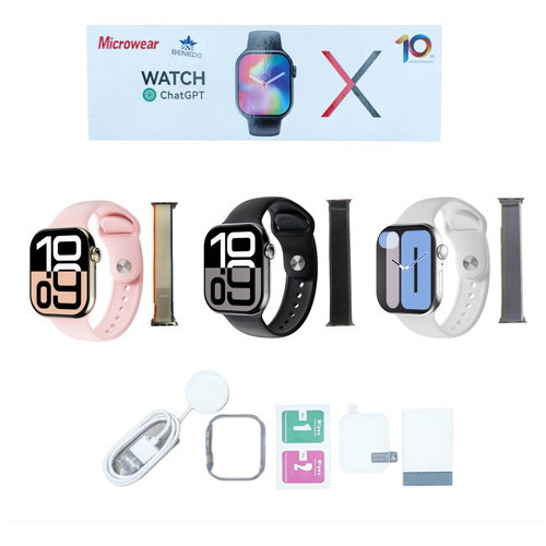 Smartwatch Relogio Microwear W10 46 Mm Esportes Gps Ip68 2 Pulseira Capa Pelicula Relogio