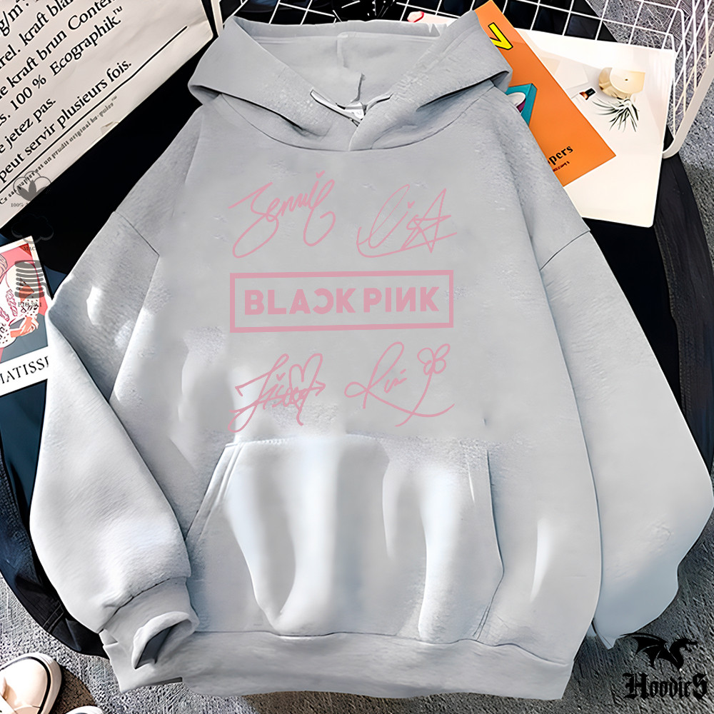 Blusa Moletom Canguru black pink kpop assinatura turne tour Feminino Masculino Flanelado Unissex Inverno Algodao