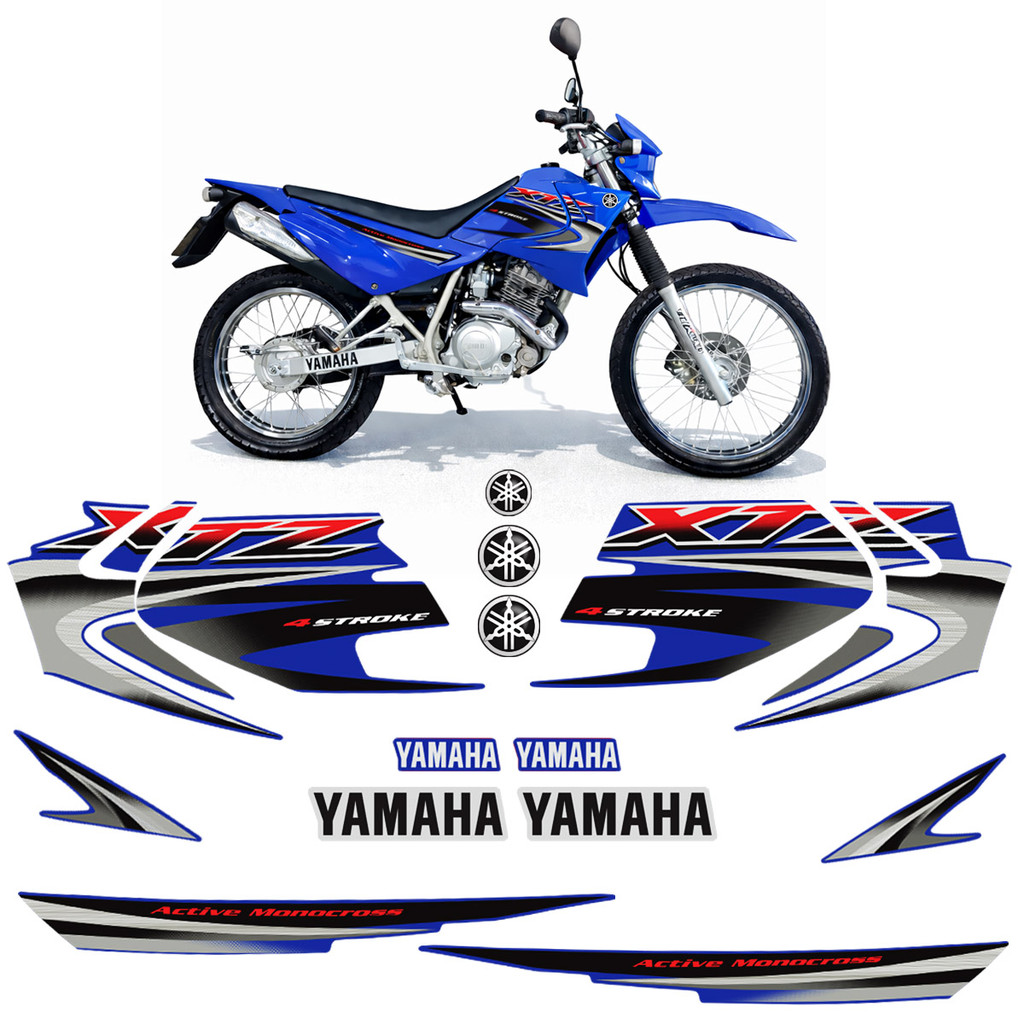 Kit Adesivos Para Yamaha Xtz 125 2006 Moto Azul + Emblemas