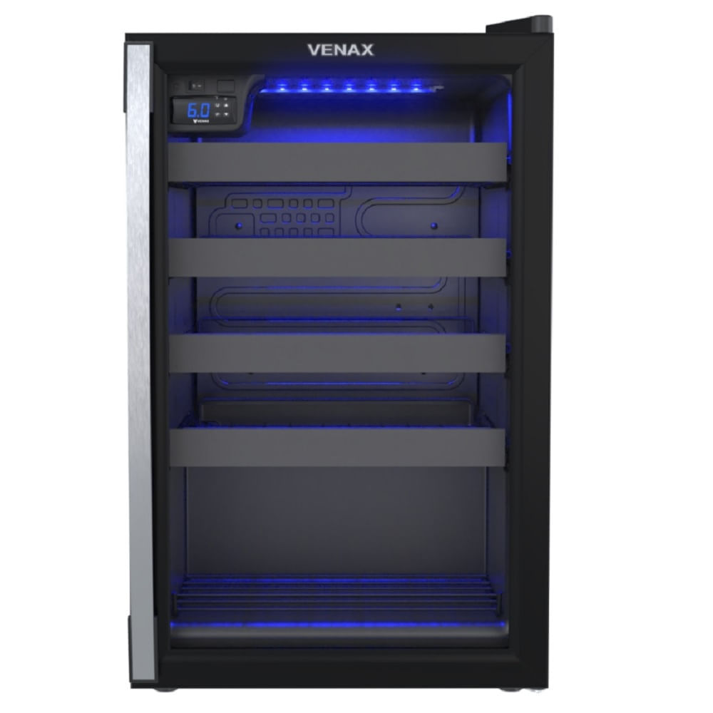 Adega Venax 7831 Piubella 24 Garrafas 100 Litros Abertura Para Direita Preta