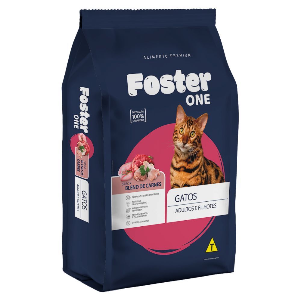 Ração para Gatos Foster One Adultos e Filhotes sabor Blend de Carne 1kg em Oferta na Shopee