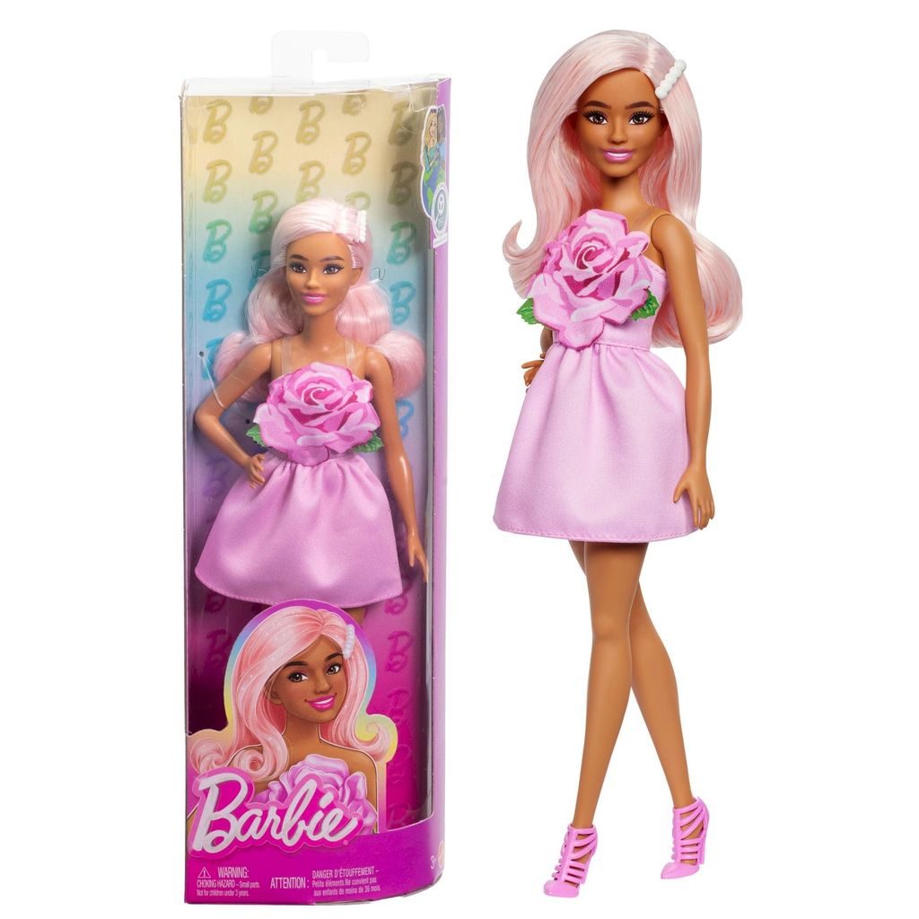 Boneca Barbie Fashionistas Cabelo Rosa Vestido Rosa #238 - Mattel