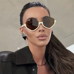 Óculos De Sol Femininos , De Meio Aro Em Forma De Diamante Da Moda Masculina E Feminina