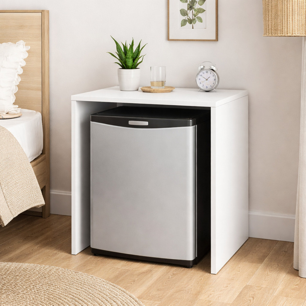 NICHO SUPORTE FRIGOBAR MAQUINA LAVA LOUÇAS MDF 90X55 MÓVEL QUARTO SALA ÁREA GOURMET COZINHA OTIMIZA ESPAÇO MINIGELADEIRA — imagem 2 de 2