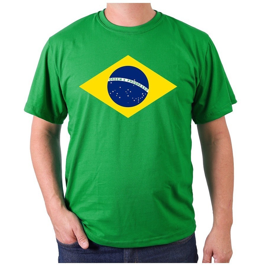 Camiseta Brasil bandeira Verde e Amarela Unissex Adulto e Infantil prime