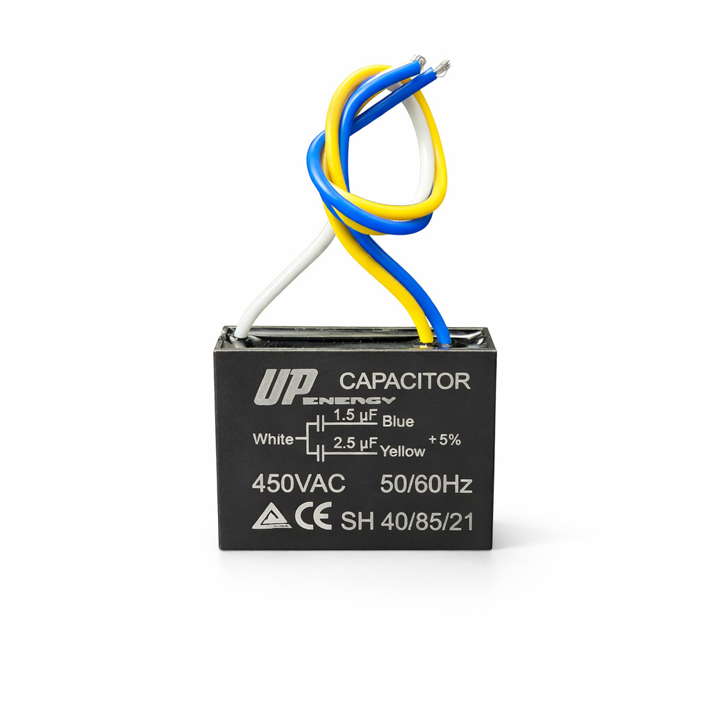 Capacitor Ventilador Ventisol 1,5uF + 2,5uF 450VAC 3 Fios