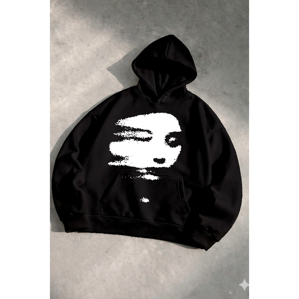 Moletom Canguru Mask Face Streetwear Y2k 100% Algodão Casual