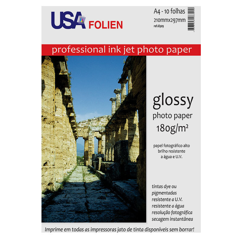 Papel fotográfico glossy paper A4 180g com 10 folhas 7519/8309 Usa Folien em Oferta na Shopee