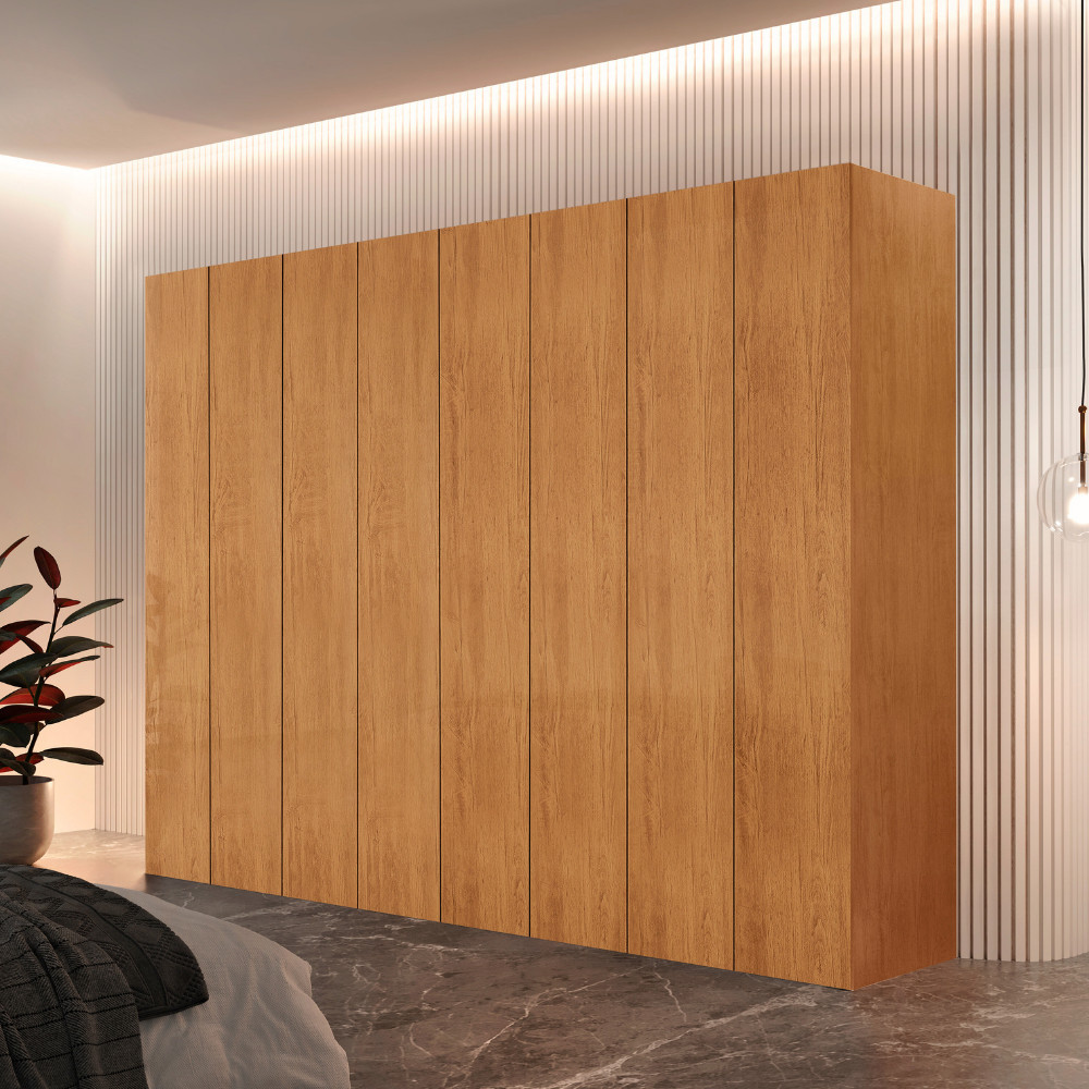 Guarda Roupa Casal Atacama MDF 8 Portas 8 Gavetas e 4 Prateleiras Moderna Mobília