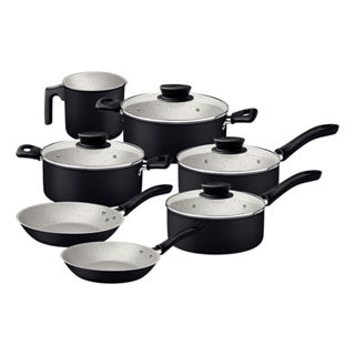 Jogo de Panelas Antiaderente Linz Tramontina Preto 7Pçs em Oferta na Shopee