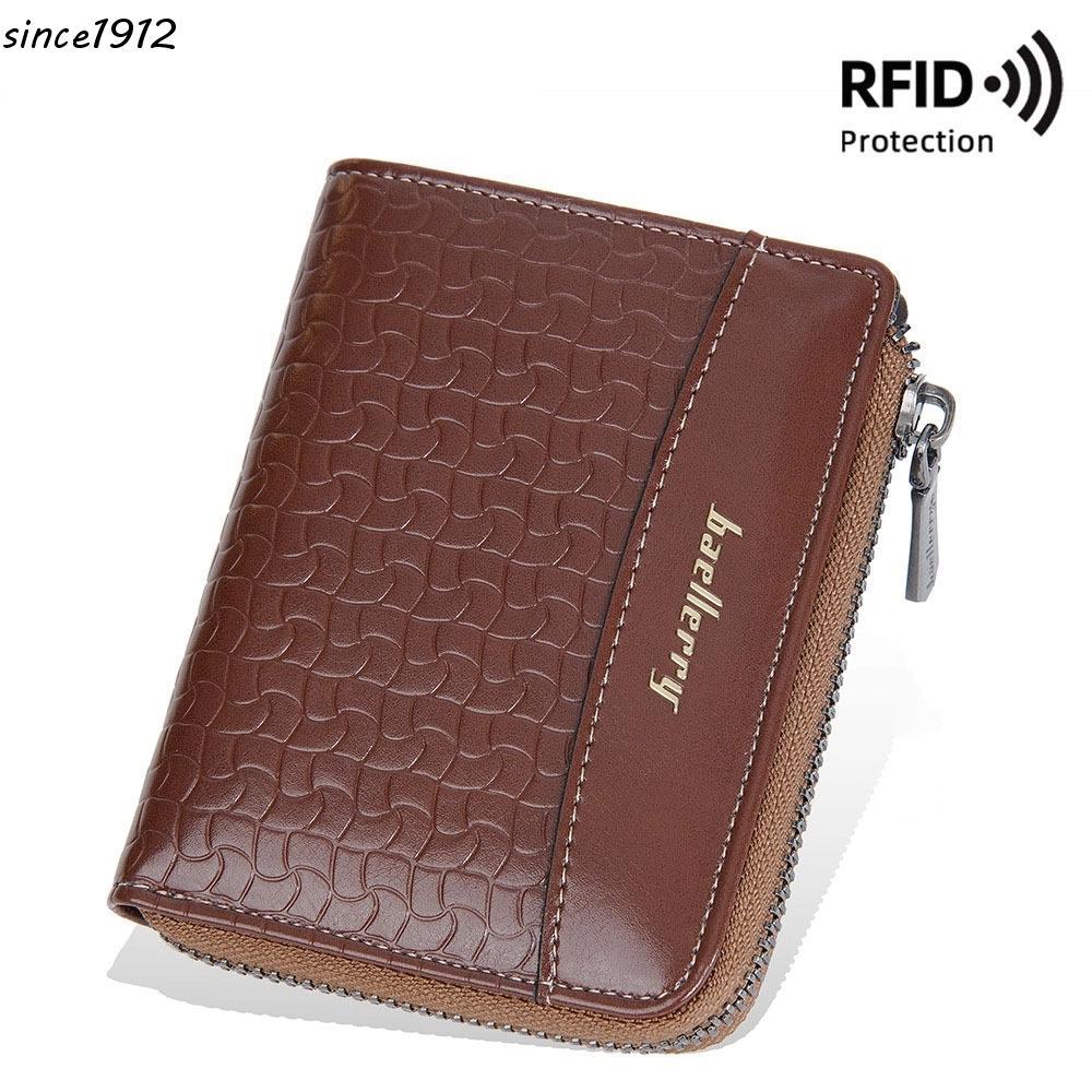 Desce Carteira Curta Masculina , Bolsa De Couro Com Zíper Dinheiro Antifurto , Porta-Crachá De Identificação
