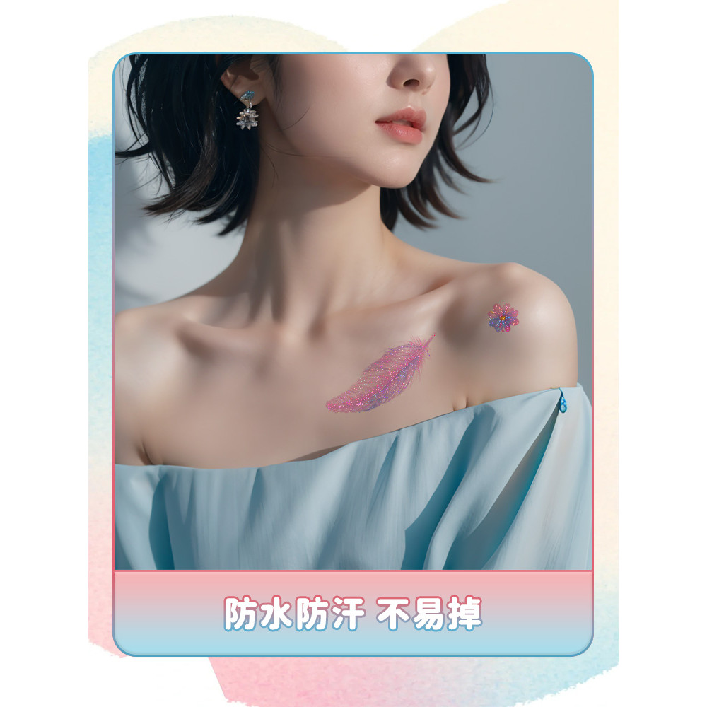 Pena colorida tatuagem adesivos feminino à prova dwaterproof água de longa duração personalidade Sexy quente menina braç