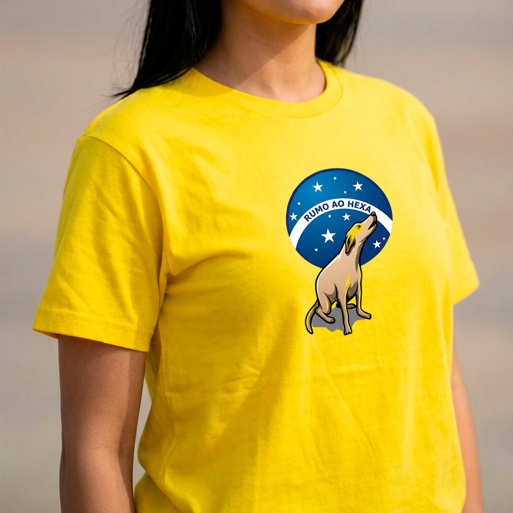Camiseta Feminina Algodão Copa do Mundo 2026 Brasil Futebol Estampa DTF Seleção Digital Manga Curta