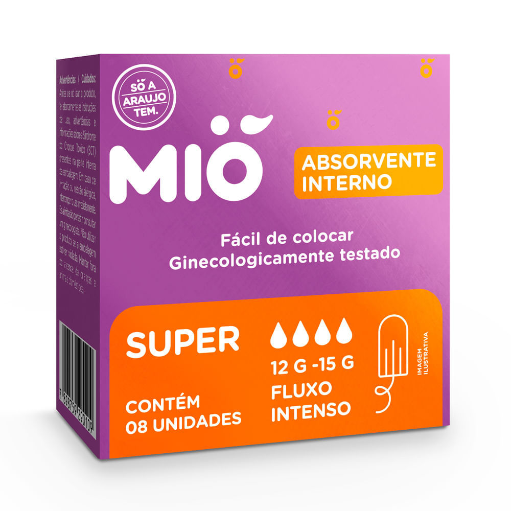 Absorvente Interno Mió Super Fluxo Intenso 8 Unidades em Oferta na Shopee