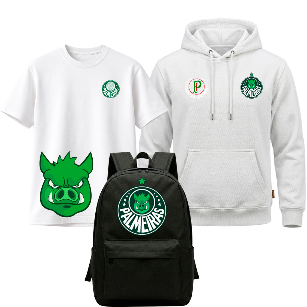 Kit Palmeiras Porco Moletom + Camiseta + Mochila Verdão