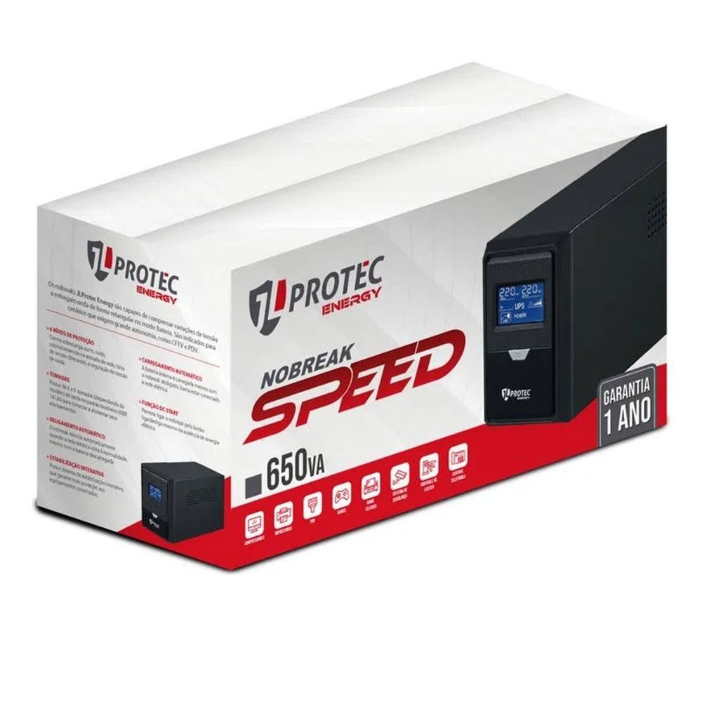 Nobreak JLPROTEC Speed 650va Mono 120-120V Preto em Oferta na Shopee