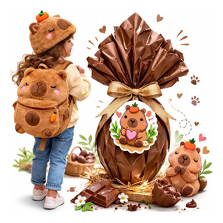 Kit Páscoa Infantil Mochila Capivara com Touca + Ovo Temático – Presente Fofo Meninos e Meninas em Oferta na Shopee