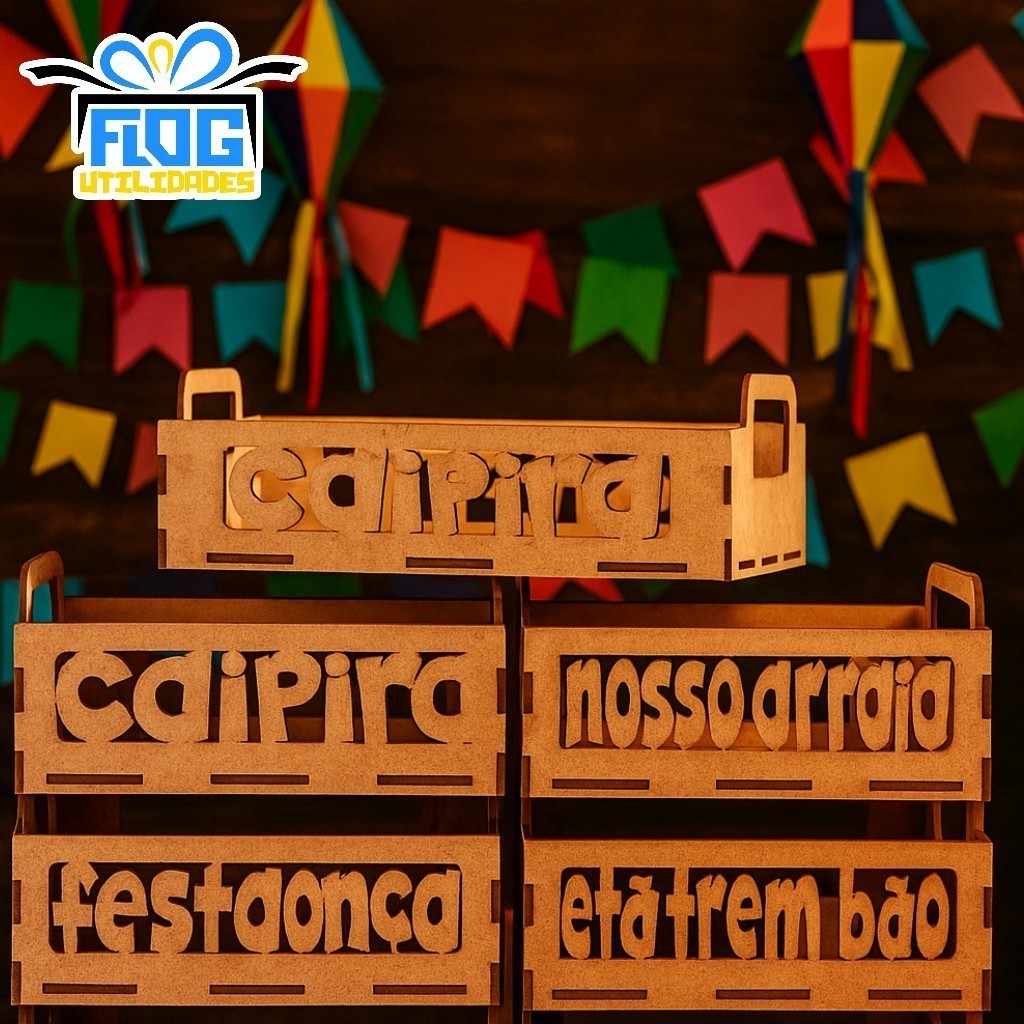 Quente! Kit 5 Bandejas Frases Festa Junina MDF - Decore sua festa / Decoração Festa Junina