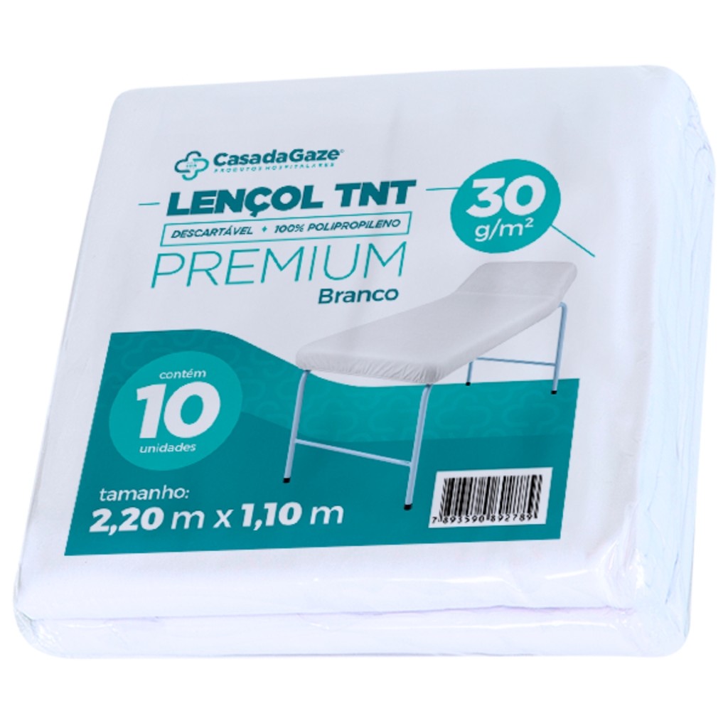Lençol TNT Descartável Com Elástico 30g 2,20x1,10 Kit 10 Un