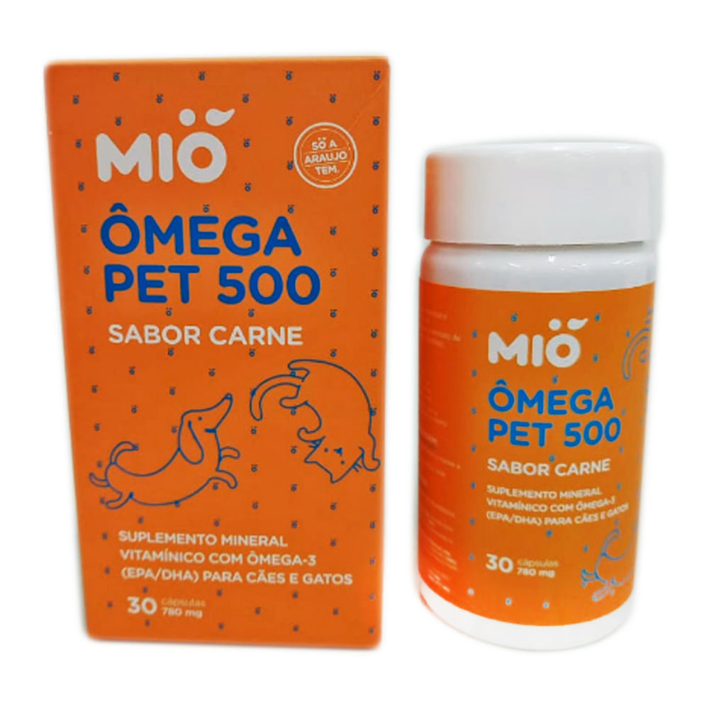 Ômega Pet 500 Mió Sabor Carne 30 Cápsulas em Oferta na Shopee