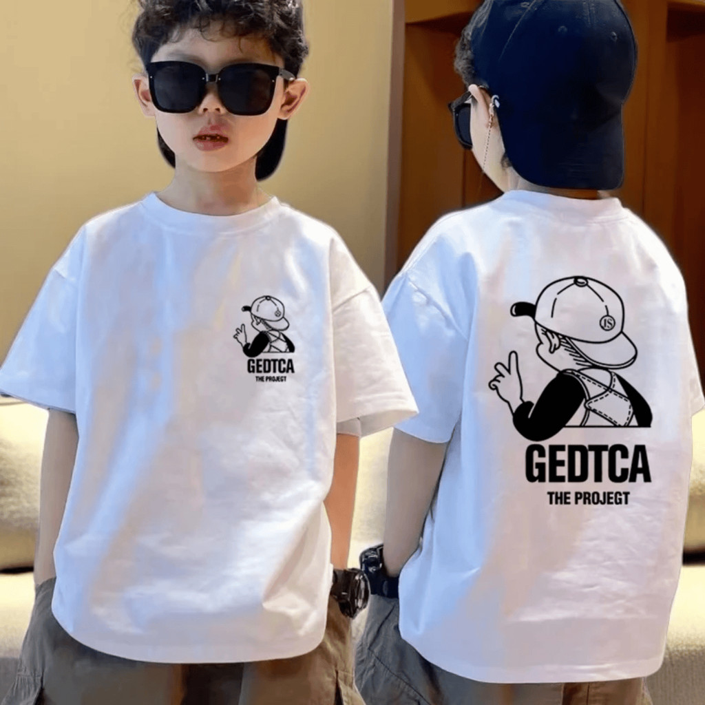 Roupas infantis Camiseta infantil de manga curta verão novo estilo médio grande infantil puro algodão manga curta Top bo