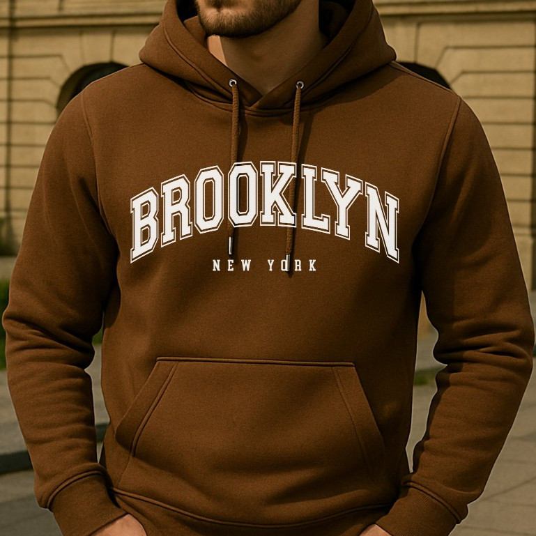 Moletom BROOKLYN Casaco Blusa De Frio PREMIUM Bolso Capuz Moleton Canguru Casual Algodão Unissex