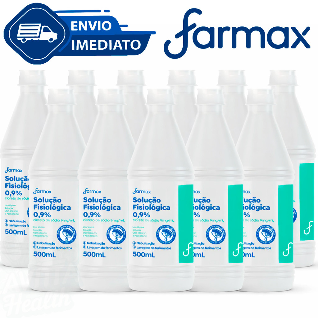 Kit C/10 Unidades Soro Fisiológico Sorimax Lavagem Nasal 0,9% 500ml Farmax Envio Imediato