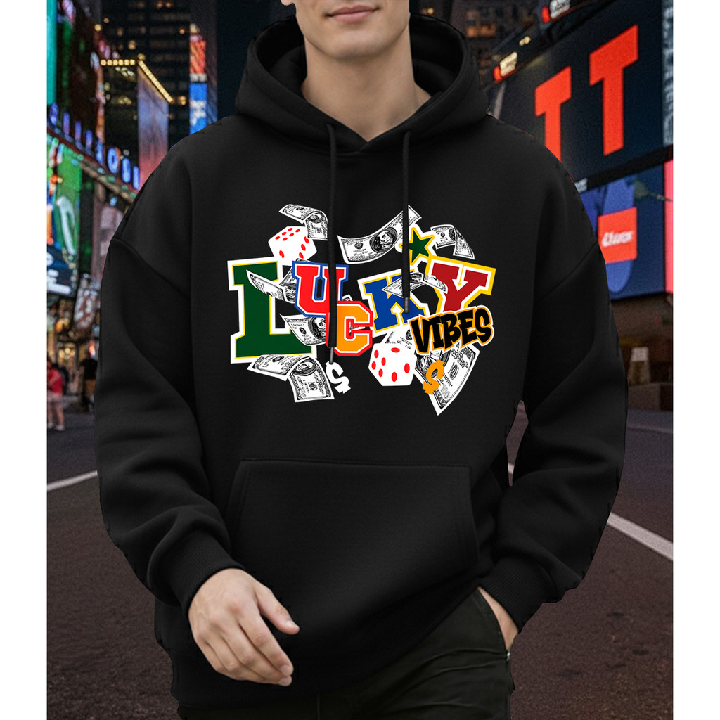 Moletom Canguru Lucky Vibes Jogos De Carta Money Estampado Capuz Flanelado Unissex Premium Inverno
