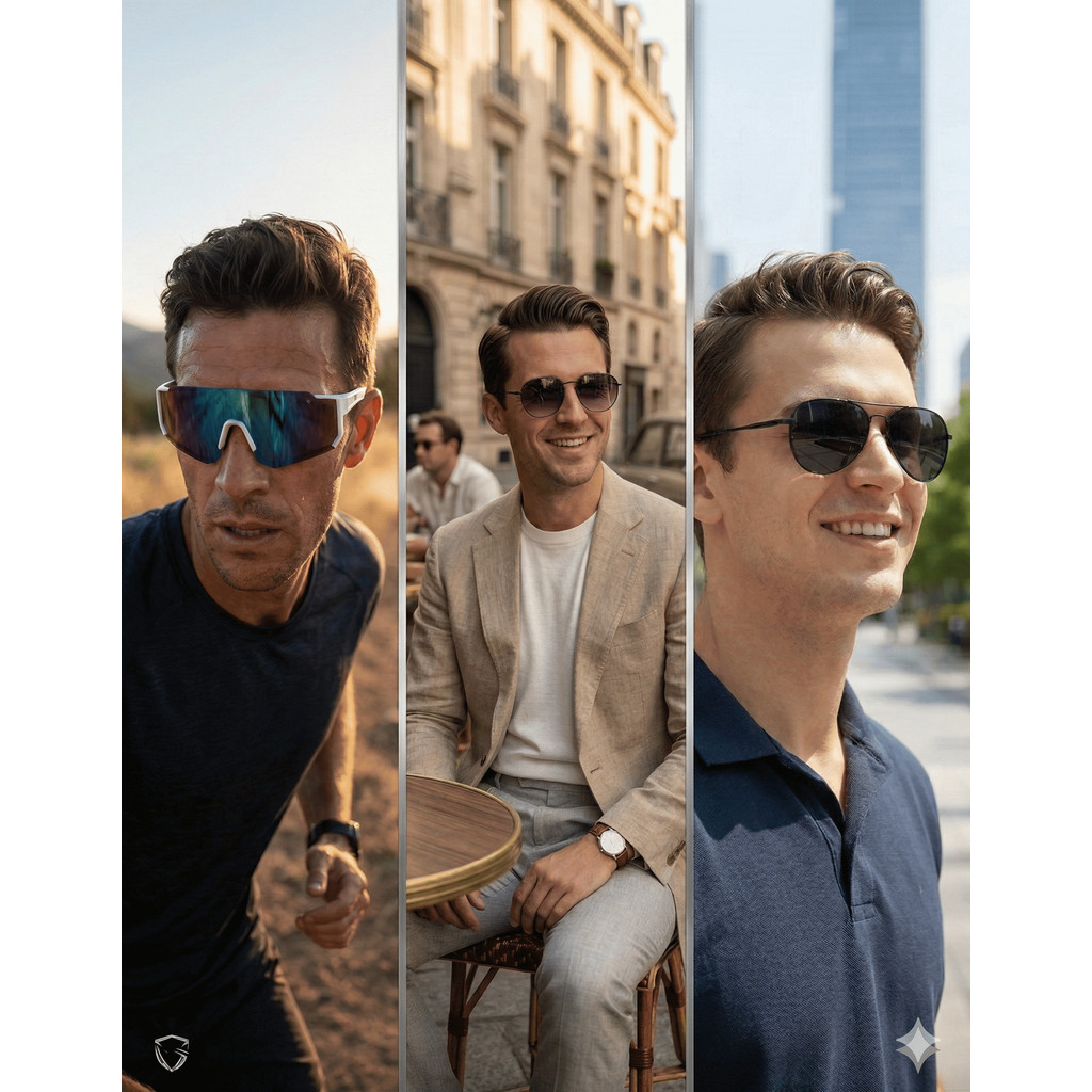 Oculos De Sol Masculino Feminino Kit Com 3x Unidades Oculos De Sol Aviador; Oculos De Sol Esportivo; Oculos Hexagonal