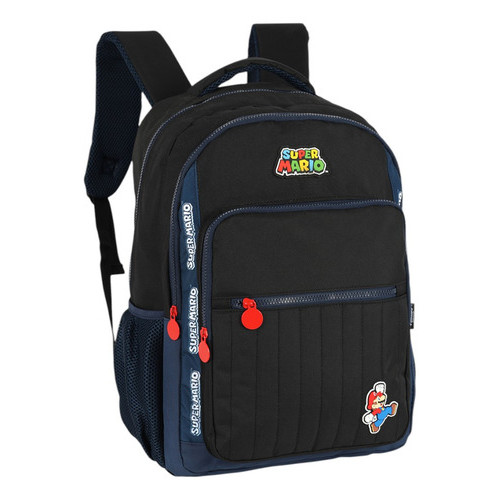 Mochila Super Mario Bros Preta Escolar Juvenil Nintendo Oficial Luxcel