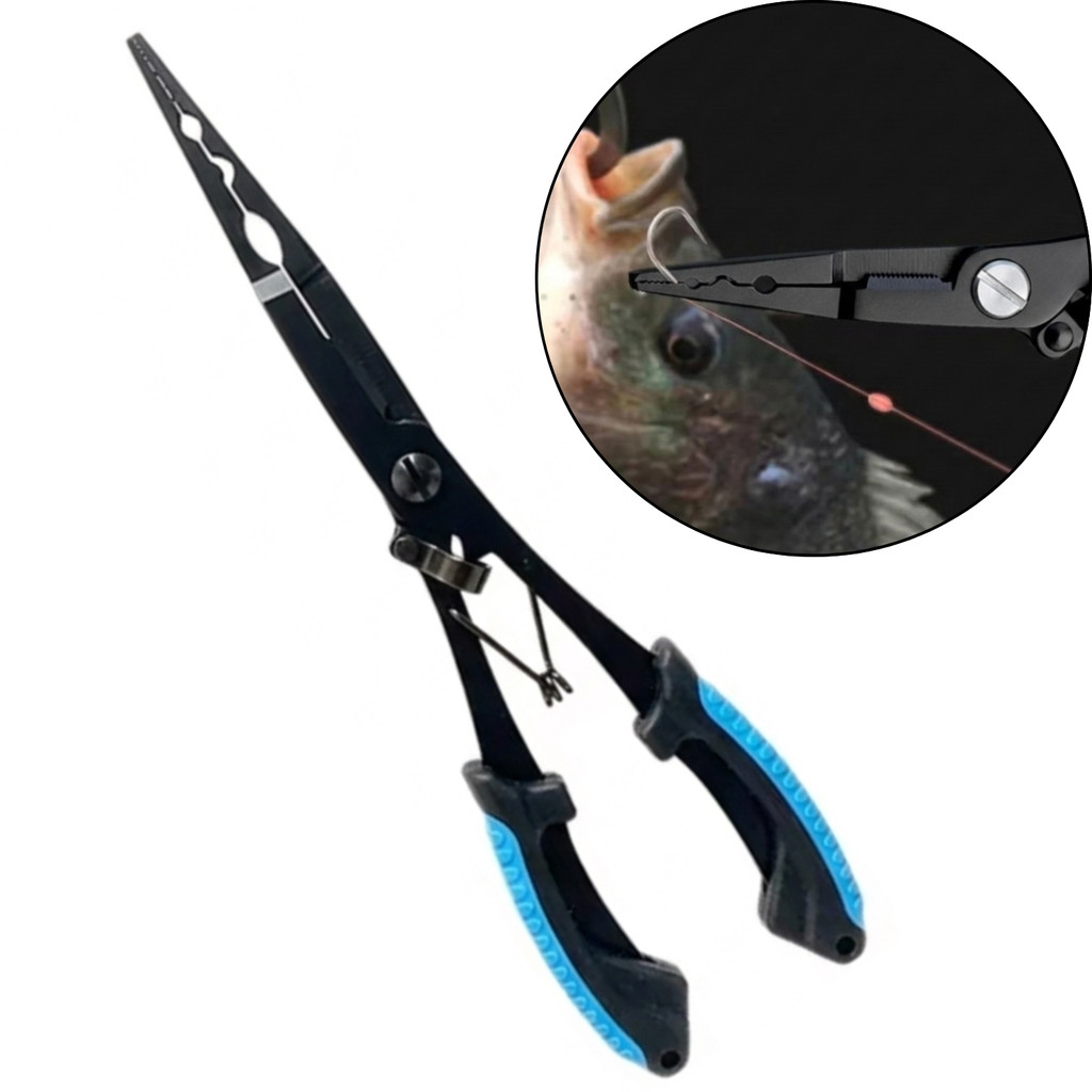 Alicate De Pesca Multifuncional Tirar Anzol De Aço Inoxidável Longo Cortar Linha Trocar Garatéia