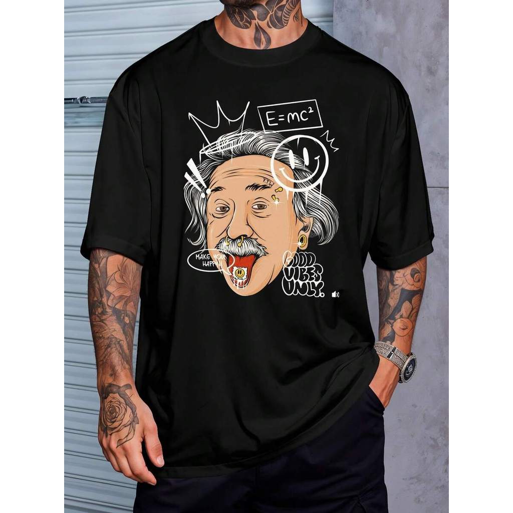 Camiseta Einstein Street Cientista Nobel Camisa Blusa Unissex Masculino Feminino 100% Algodão Top Premium Streetwear Lan