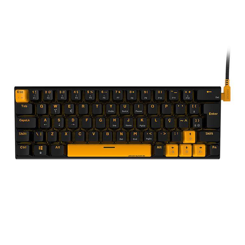 Teclado Mecanico PCYes Kuromori Voyager Edit, LED Amarelo ABNT2 Switch Azul, KMVY60BL