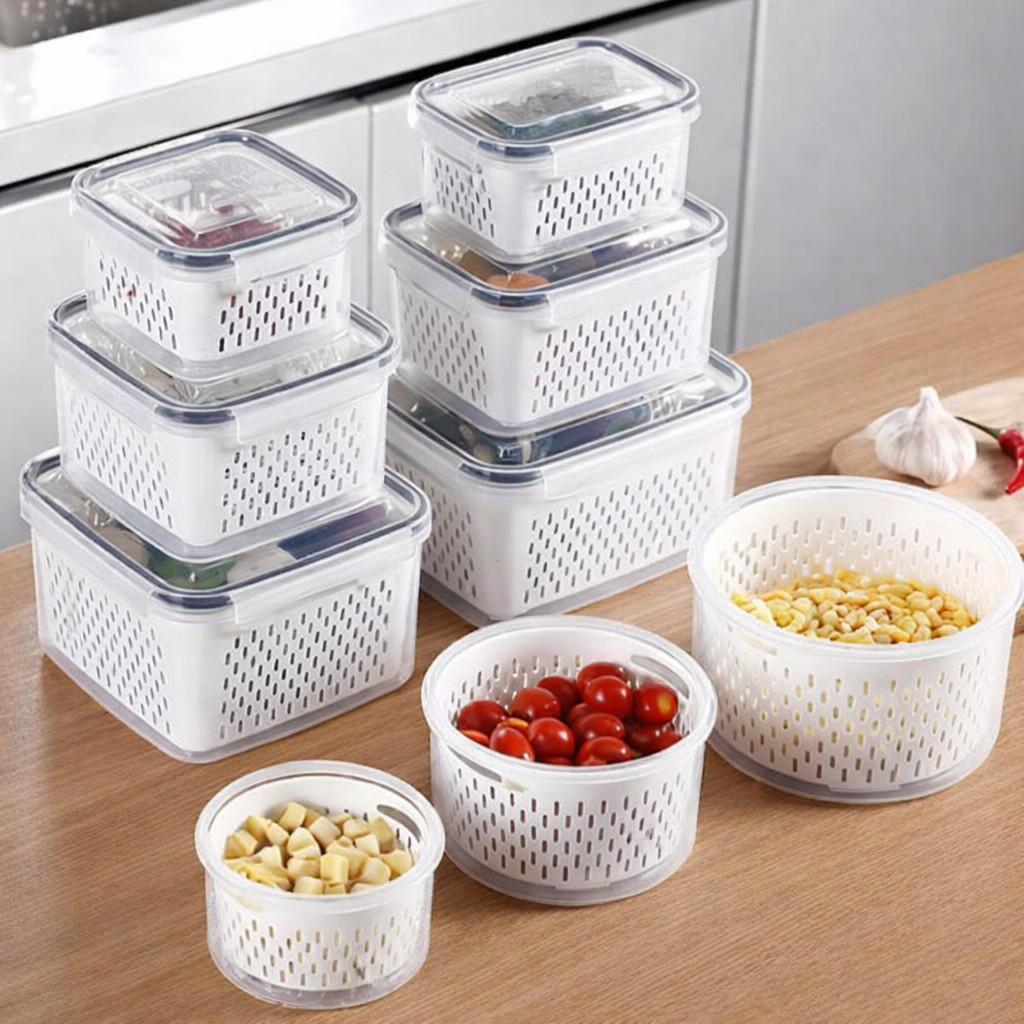 Kit 3 potes Organizadores Geladeira Organizador Alimentos Vegetais Cozinha Moderna