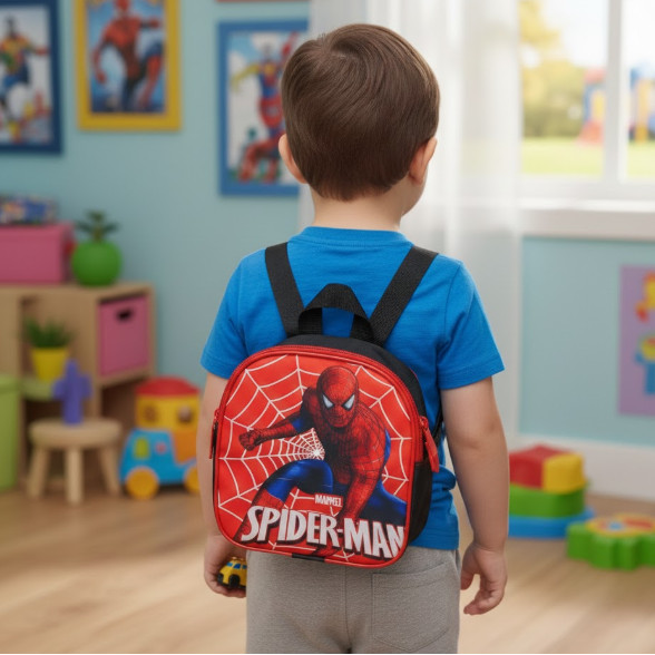 Bolsa Infantil Menino Pequena Tipo lancheira Kids Mini Mochila de Costa alça regulável Homem aranha Passeio Creche