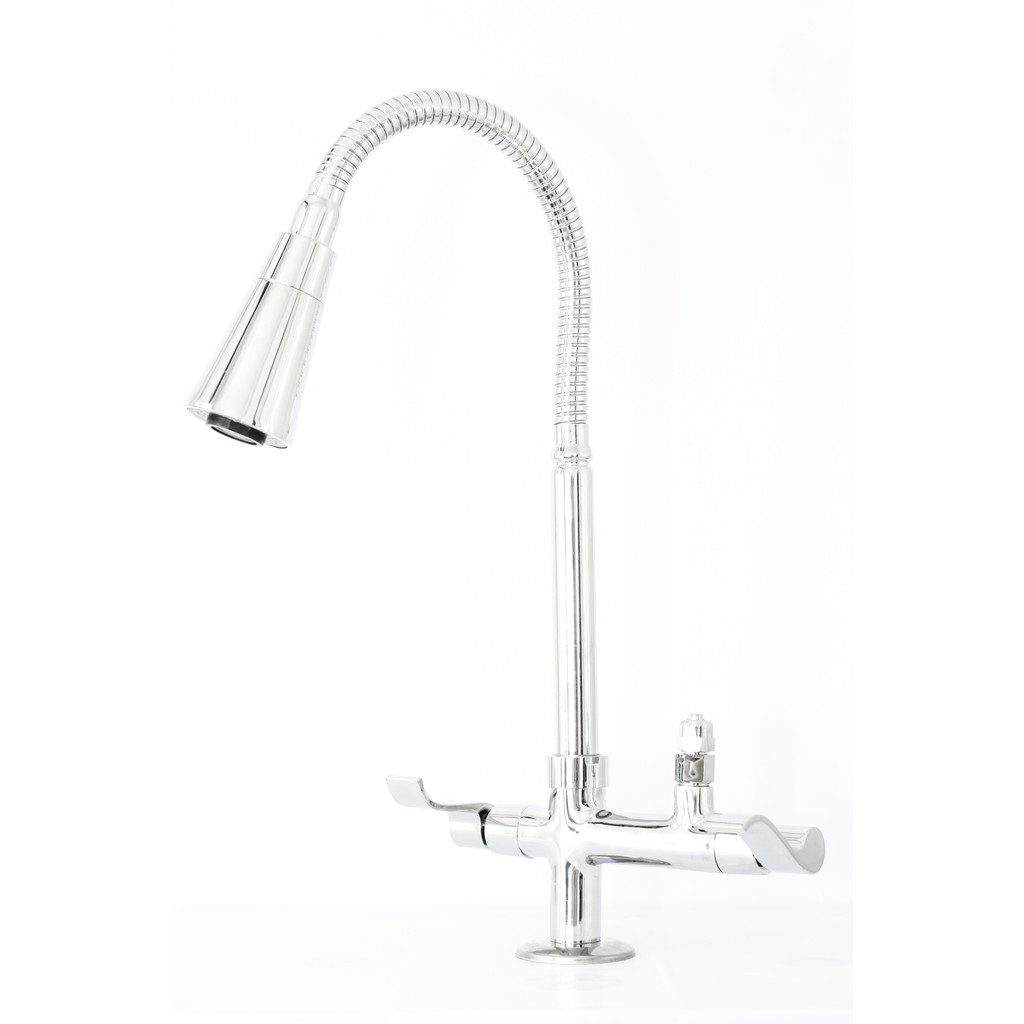 Torneira De Cozinha Flexivel Mesa Saída Para Purificador 1/4 Dois Jatos Cromado Samer