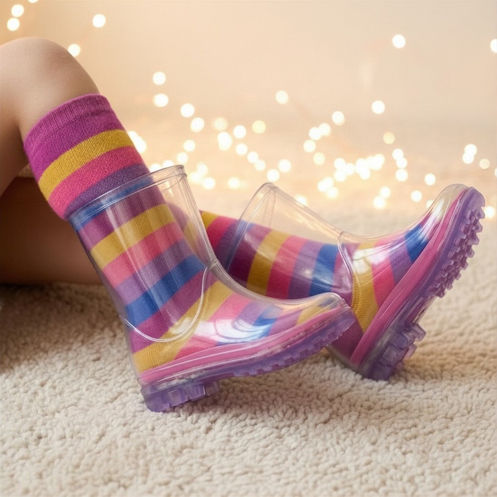 Bota Infantil Galocha Menina Zello Cano Alto Impermeável Confortável