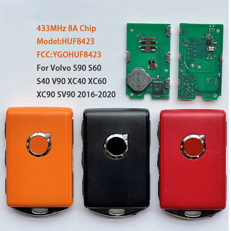 Para Volvo V90 S90 XC90 S60 S40 XC40 XC60 2016 2017 2018 2019 2020 Chave Inteligente 433MHZ 8A Chip YGOHUF8423 4008C-HUF