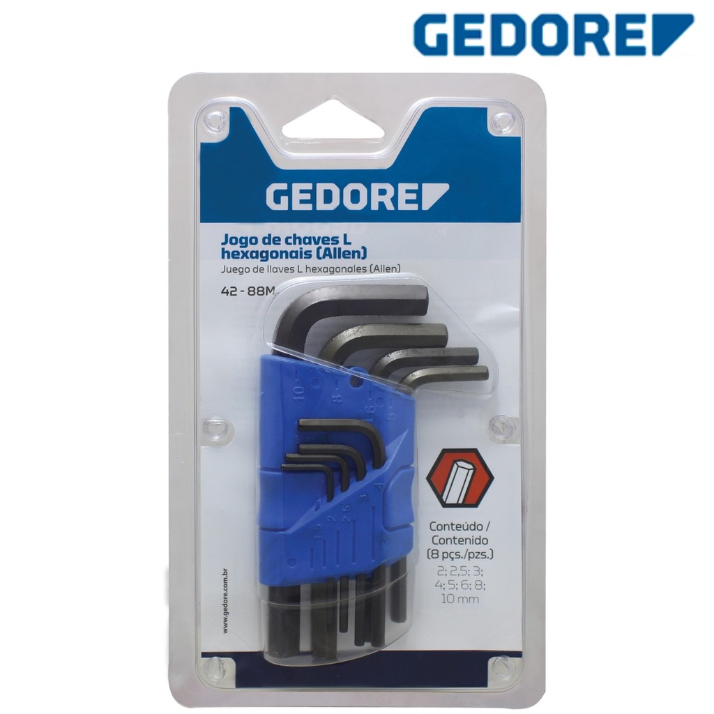 JG CHAVE ALLEN HEXAGONAL 2 A 10 MM BLUE 42-88M GEDORE