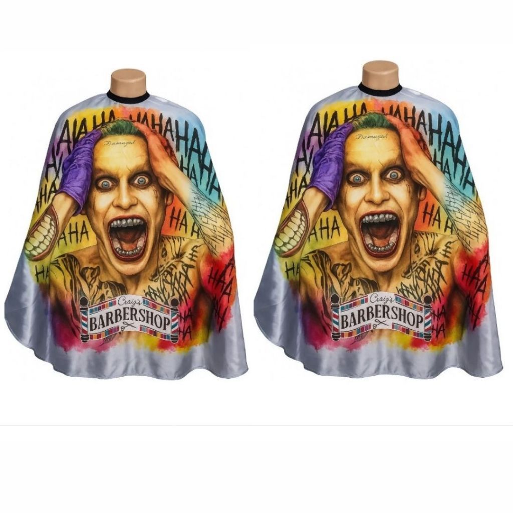 Capa De Corte Com Zíper Coringa Ha Ha Ha Para Salão Barbeiro Cabeleireiro