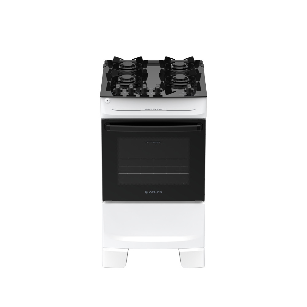 Fogão 4 bocas Atlas Mônaco Top Glass Automático Mesa de Vidro