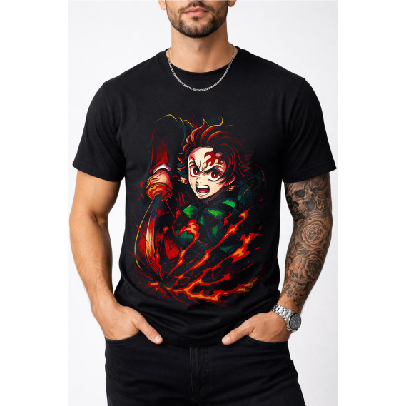 Camisa Preta em Poliéster Estampa Halftone Jovem e Divertida