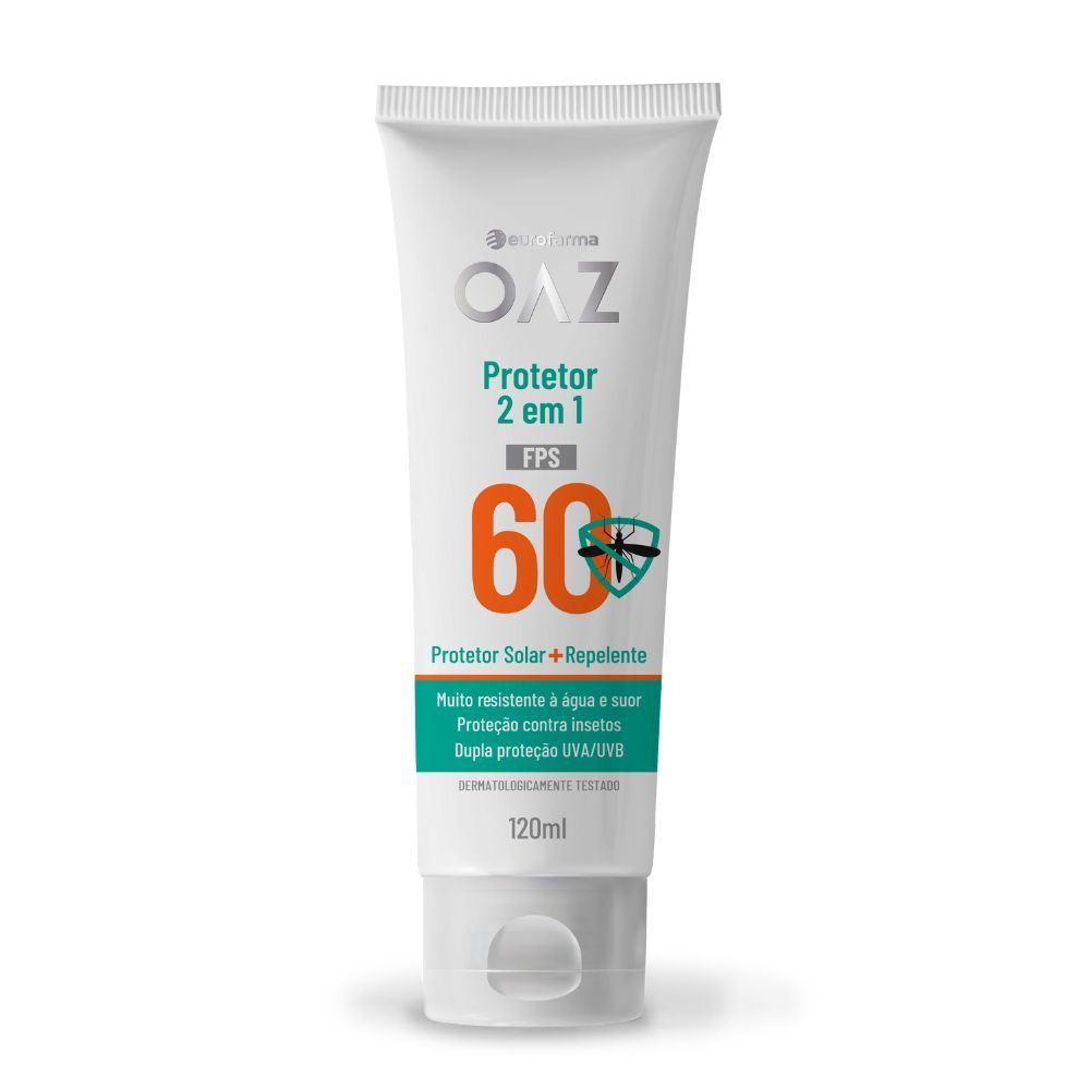 Protetor Solar e Repelente OAZ 2em1 FPS 60 com 120ml em Oferta na Shopee