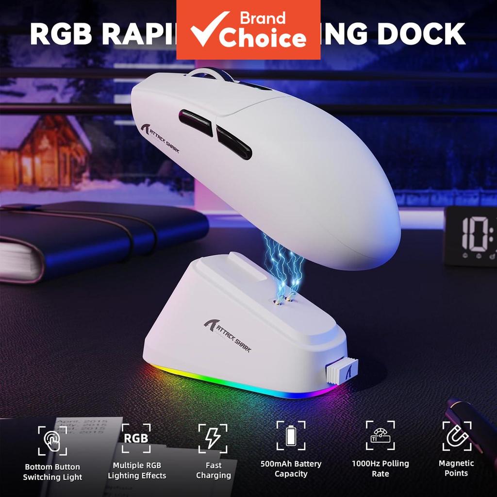  Mouse Gamer Sem Fio ATTACK SHARK G3 Pro Sensor PAW3311 Tri-modo 25000DPI